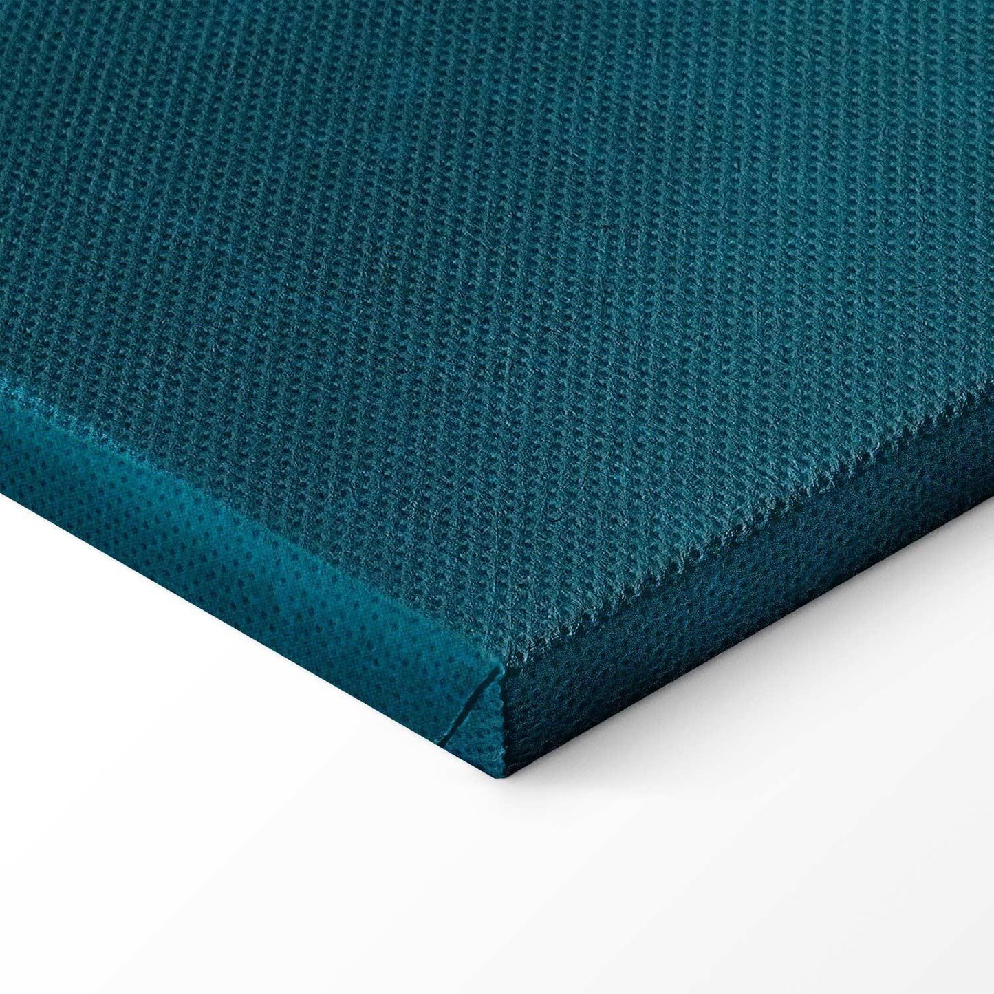 Leinwandbild - Evening by the pond - a group of cranes drawn in dry pastel on a dark turquoise background