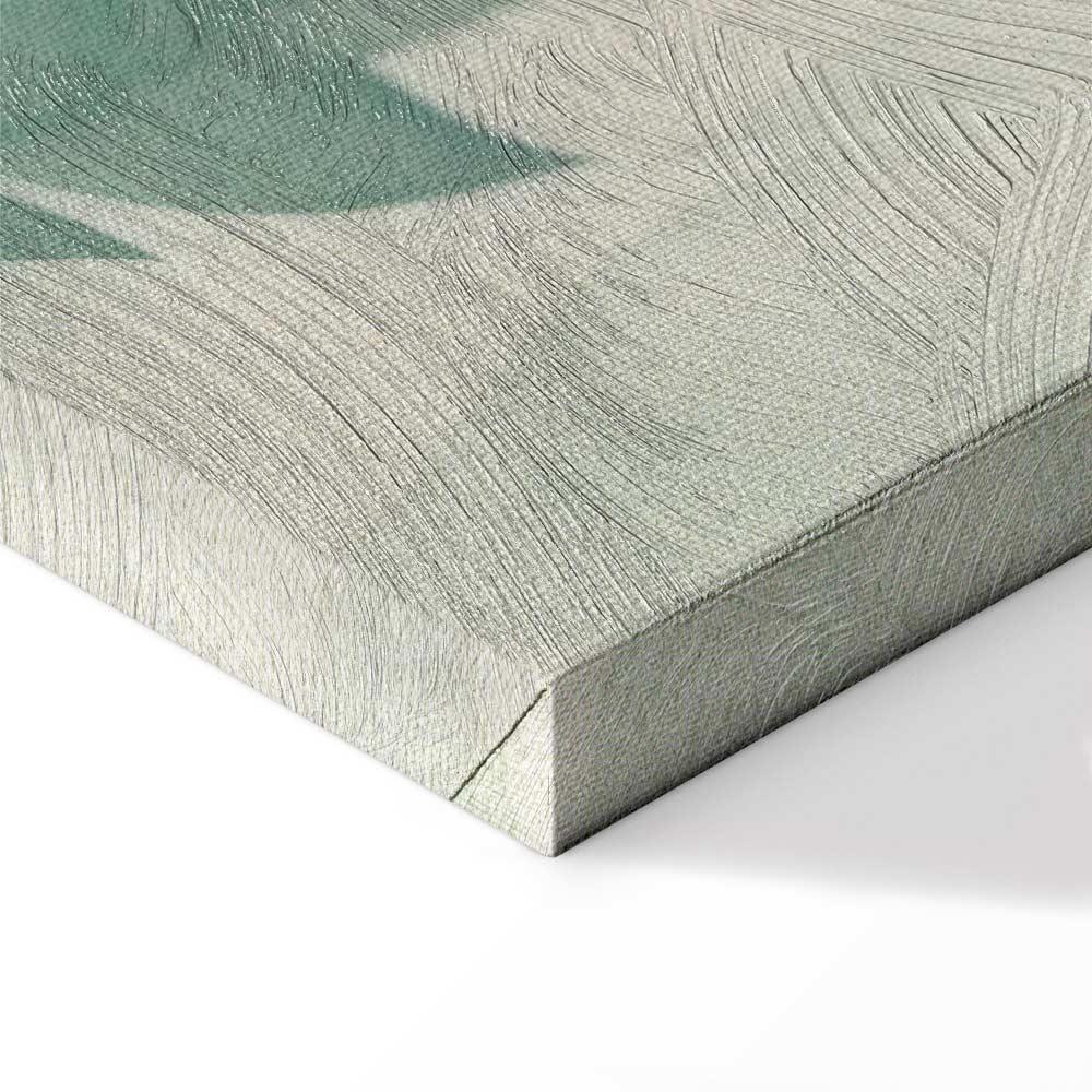 Leinwandbild - Watercolor Botanical Motif Delicate Green-Beige Leaves