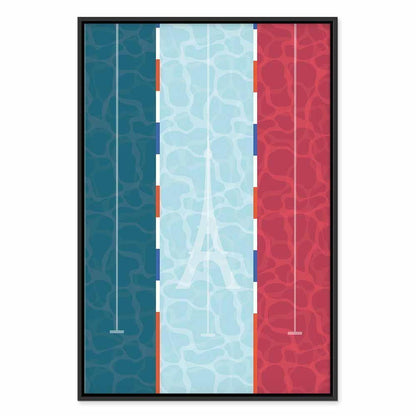 Leinwandbild - Graphic Illustration of a Swimming Pool Against the Backdrop of the French Flag