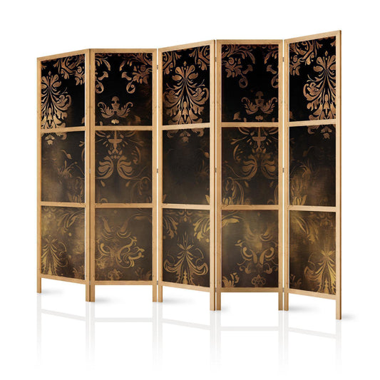 Japanischer Paravent - Floral Ornaments Carved in Delicate Sepia and Brown Shades Artgeist