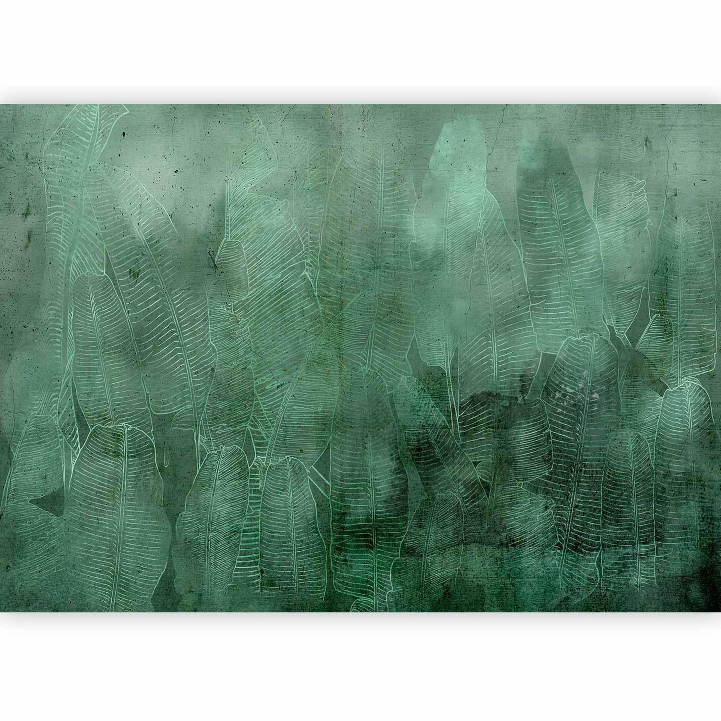 Wohnzimmer mit Fototapete „Green Banana Leaves“

