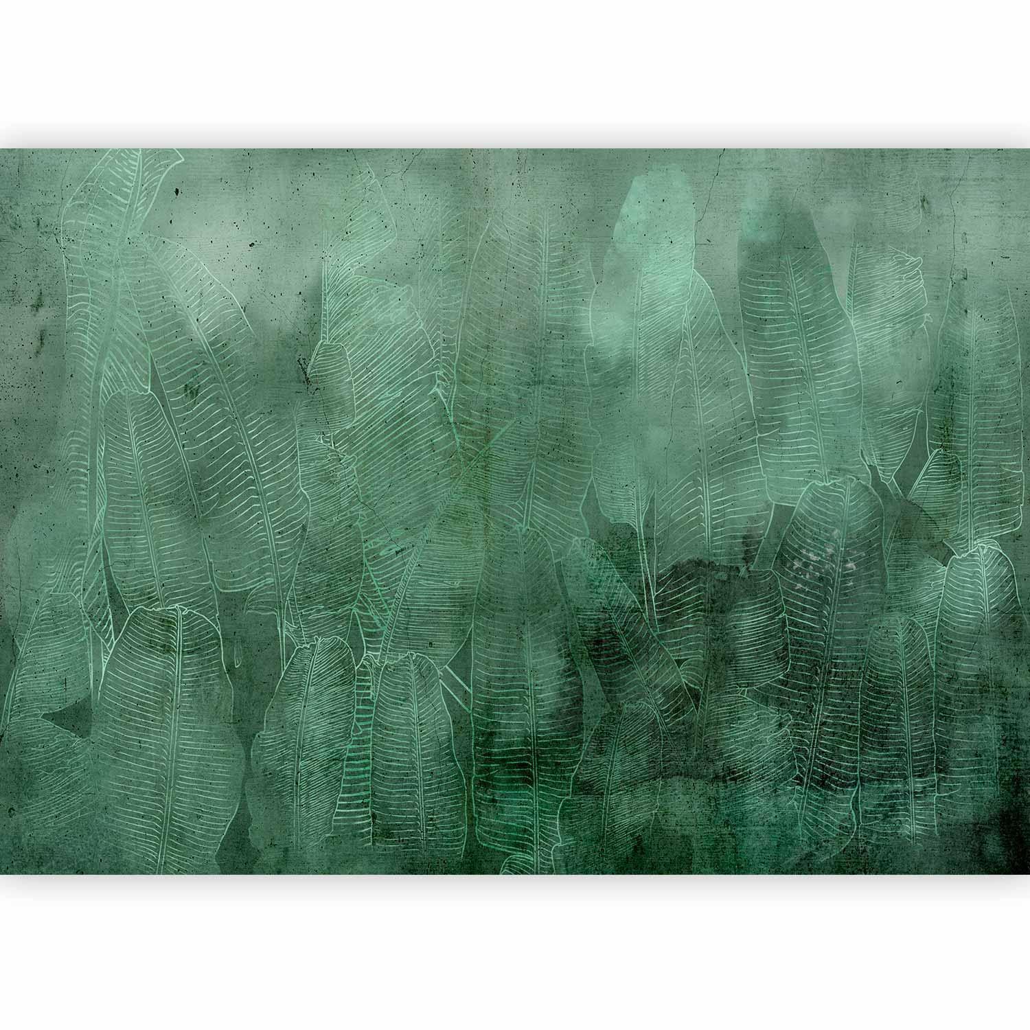 Wohnzimmer mit Fototapete „Green Banana Leaves“

