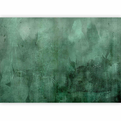 Wohnzimmer mit Fototapete „Green Banana Leaves“

