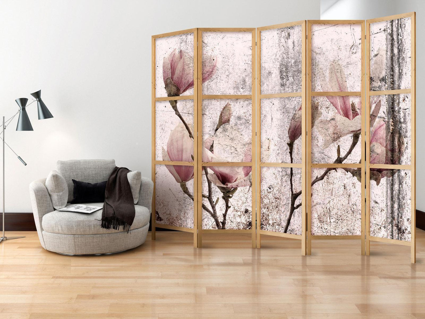 Japanischer Paravent - Vintage Magnolias II Artgeist