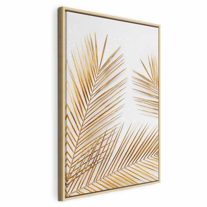 Leinwandbild - Golden Palm Leaves (1 Part) Vertical