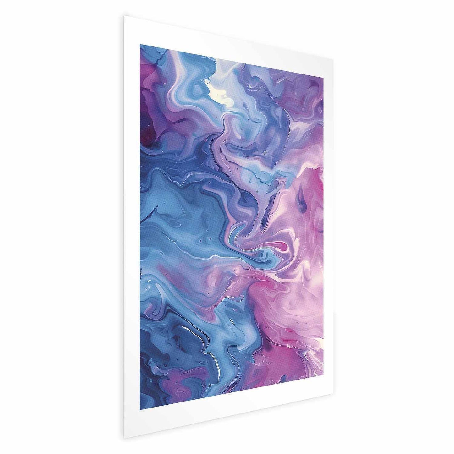 Poster - Night Flows - abstract waves in shades of blue and purple