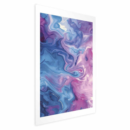 Poster - Night Flows - abstract waves in shades of blue and purple