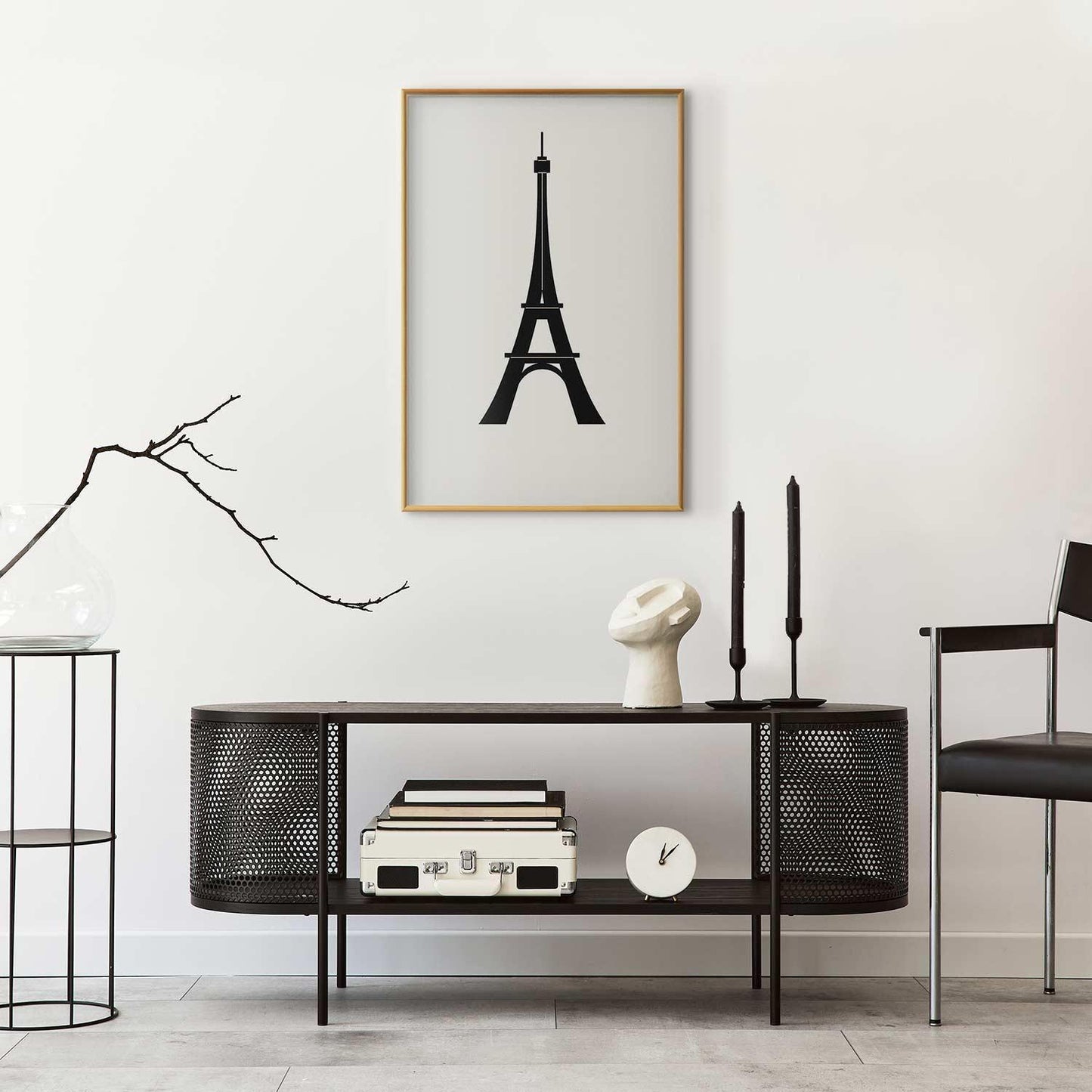 Poster - Eiffel Tower Simple Black-and-White Graphic Artgeist
