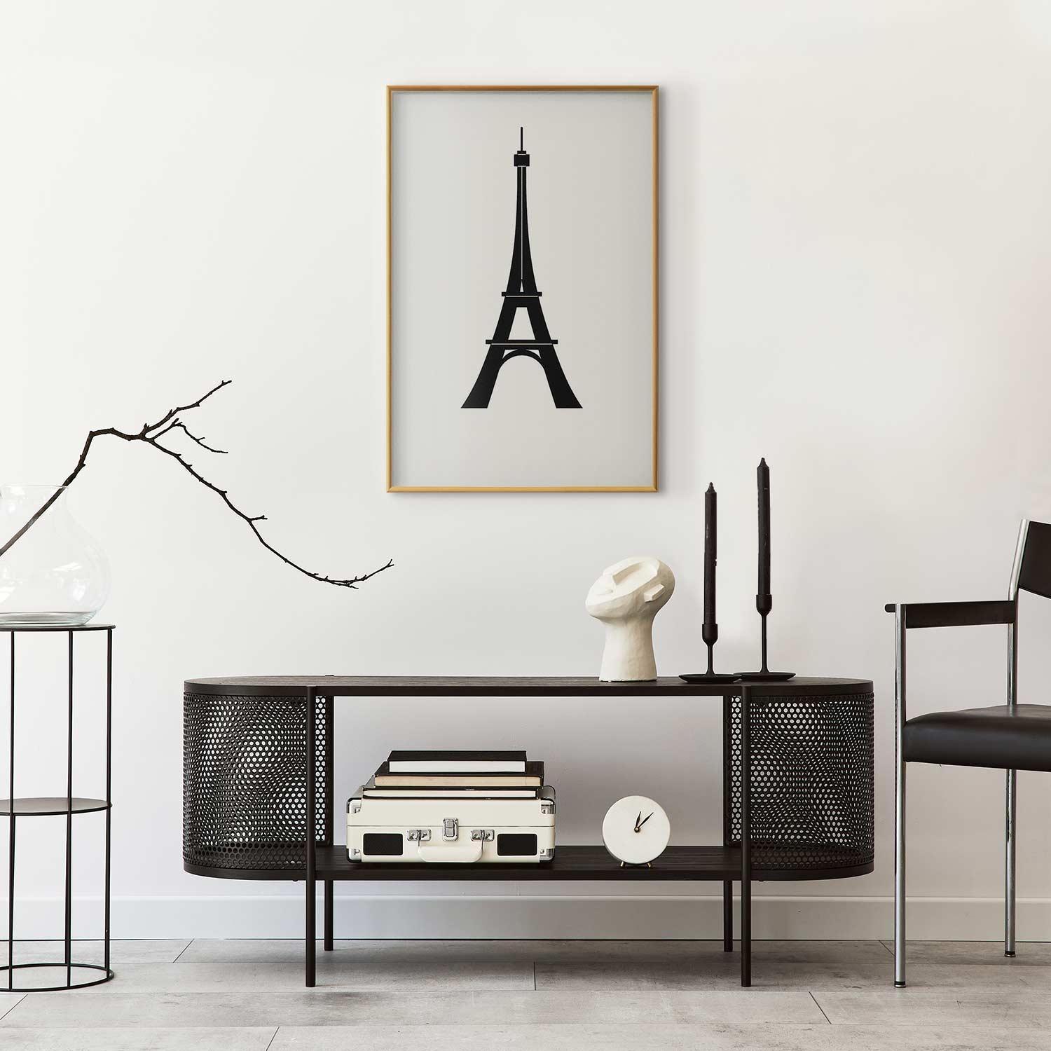 Poster - Eiffel Tower Simple Black-and-White Graphic Artgeist
