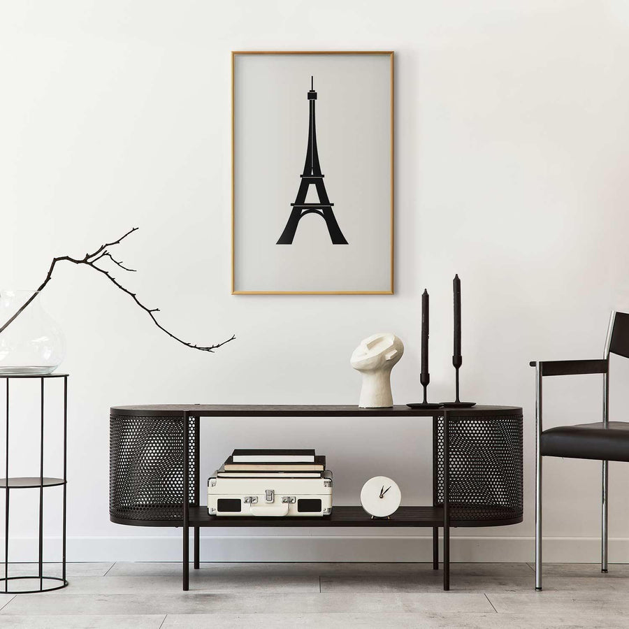 Poster - Eiffel Tower Simple Black-and-White Graphic Artgeist