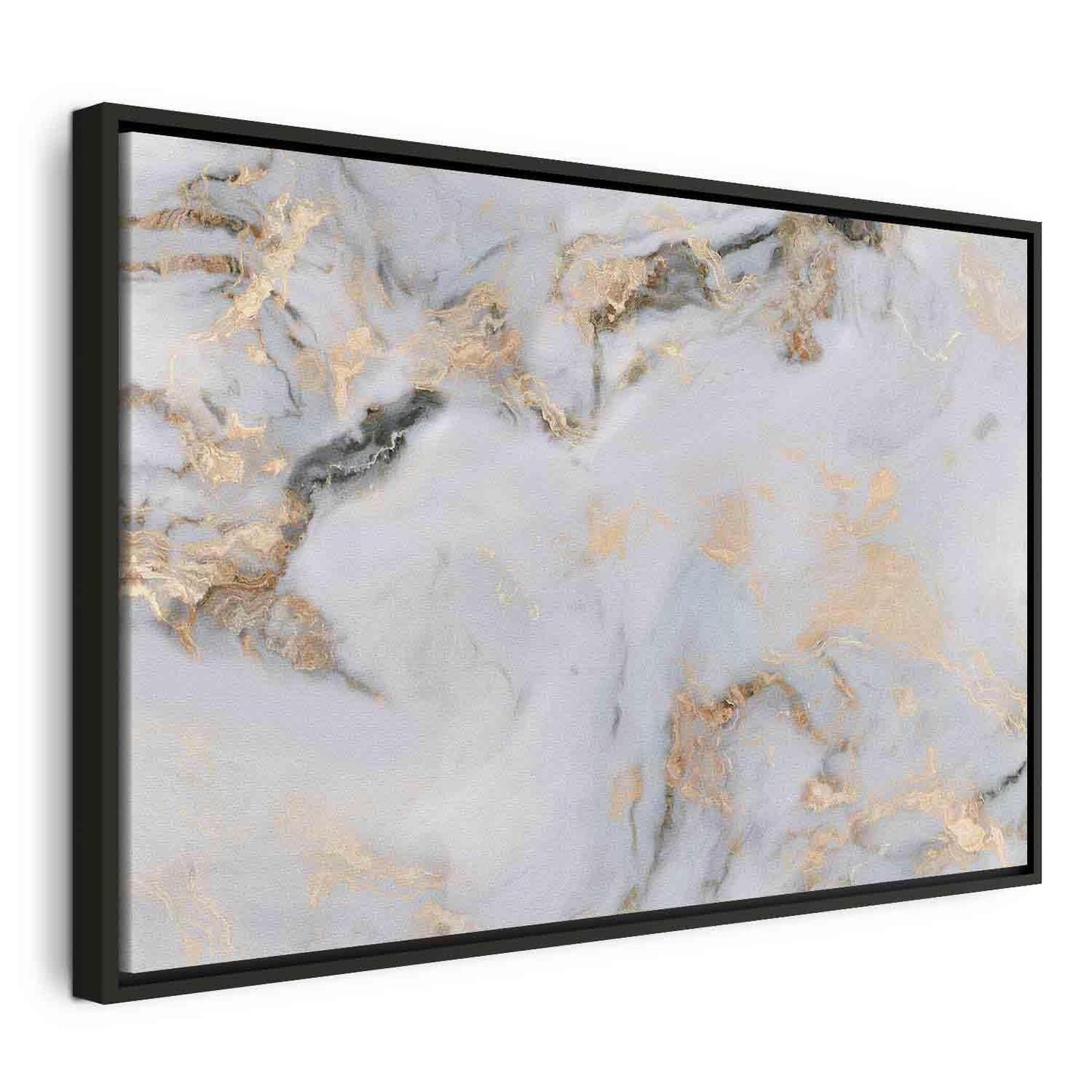 Leinwandbild - White stone – elegant marble with golden reflections