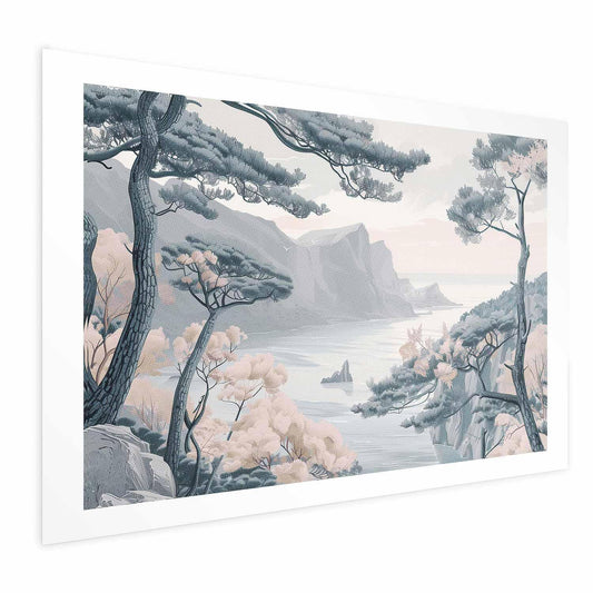 Poster - Blue Coast in Delicate Colors Artgeist