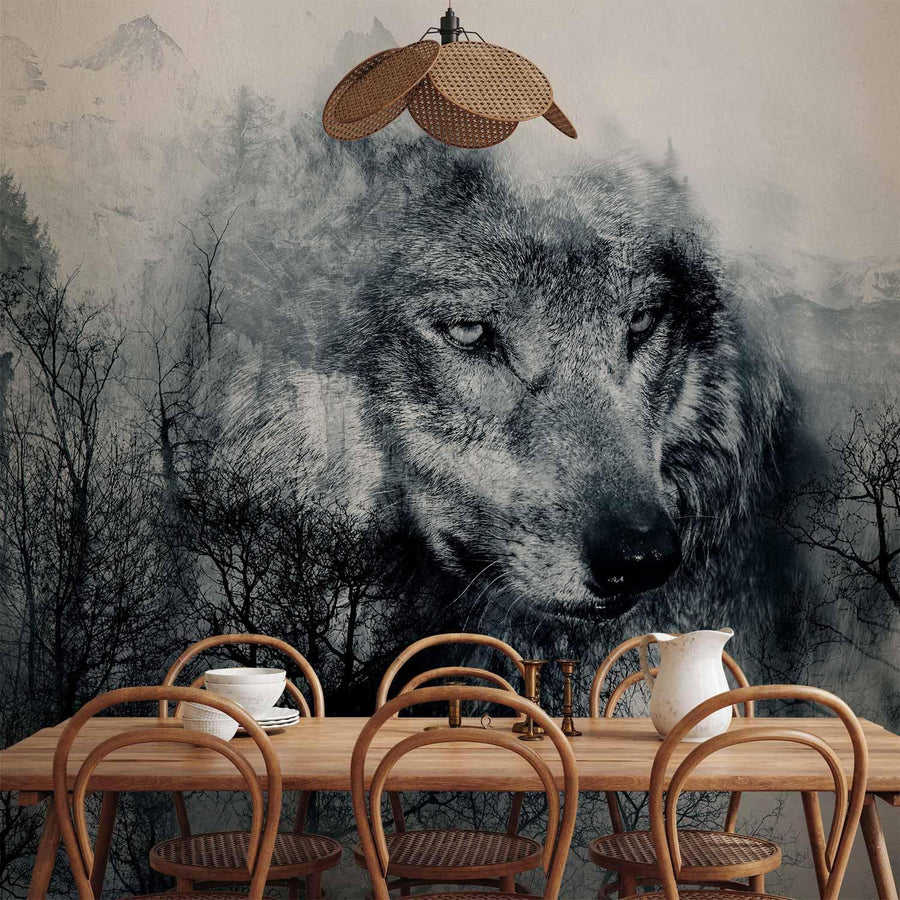 Fototapete - Mountain Predator (Black and White) Artgeist