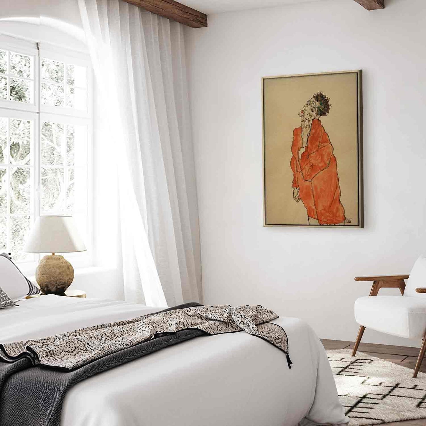 Leinwandbild - Egon Schiele – Self-Portrait (Man in Orange Jacket)