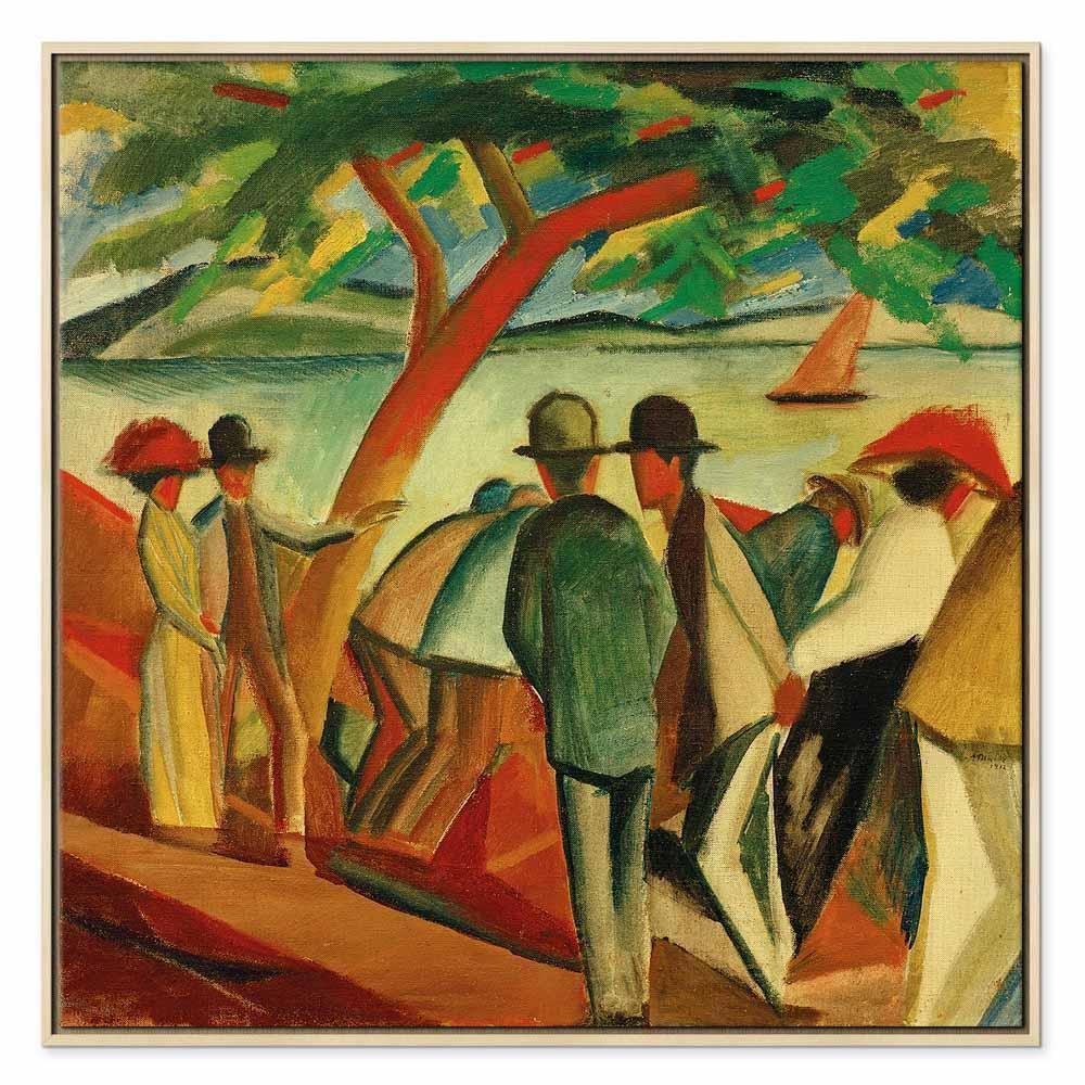 Leinwandbild - August Macke – Spaziergänger am See