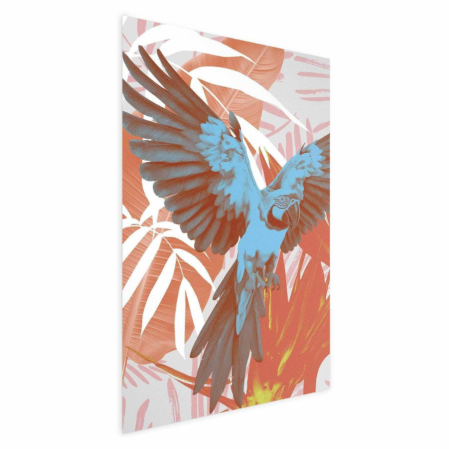 Poster - Exotic Wings - parrot among abstract leaf patterns Artgeist