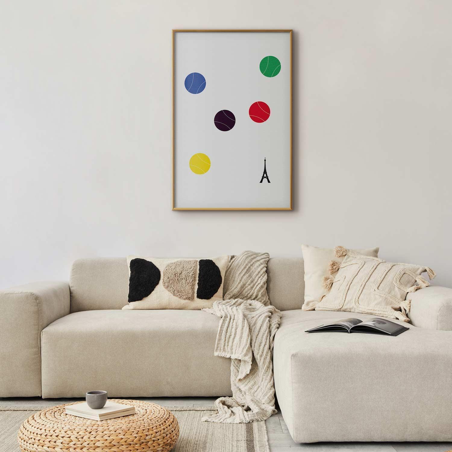 Poster - Eiffel Tower and Colorful Tennis Balls Artgeist