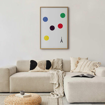 Poster - Eiffel Tower and Colorful Tennis Balls Artgeist