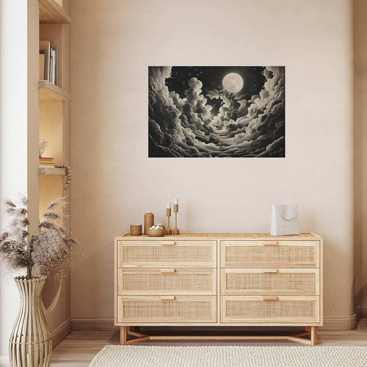 Poster - Moon and Stars Singing Among the Great Clouds Artgeist