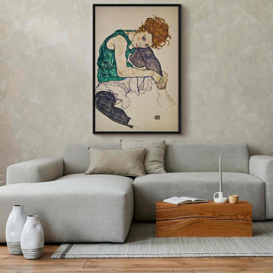 Leinwandbild - Seated Woman with Legs Drawn Up Artgeist