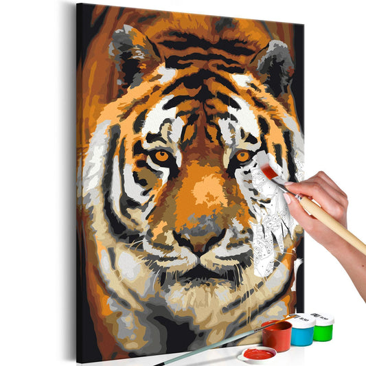 Wandbild zum Ausmalen Asiatischer Tiger majestätisch - Malen nach Zahlen Set Wildkatze - Sawelt