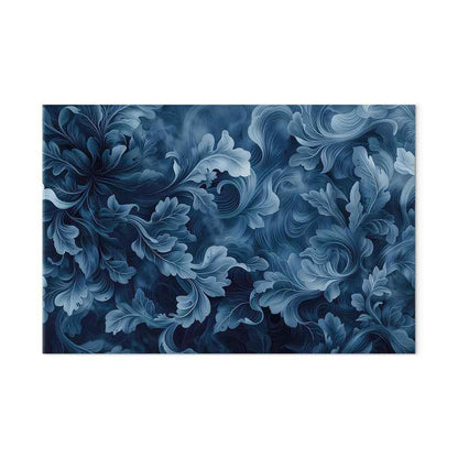 Leinwandbild - Abstract Ornaments Dark Blue Victorian Leaves