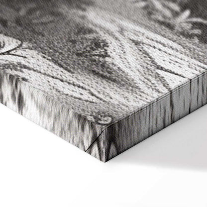 Leinwandbild - Black and White Vintage Landscape Retro View of a Pond with a Boat