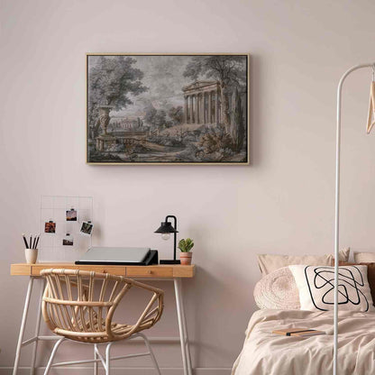 Leinwandbild - Temple on a hill - Greek architecture in subdued colours