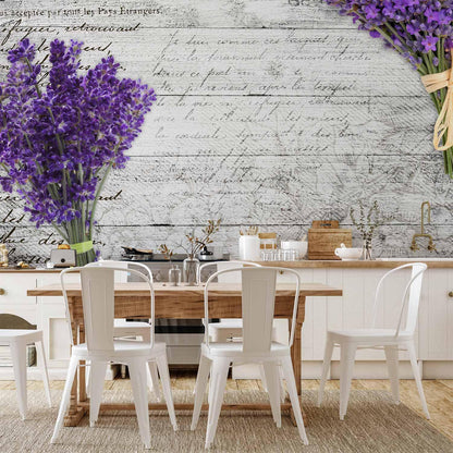 Nostalgische Fototapete in Violett und Beige

