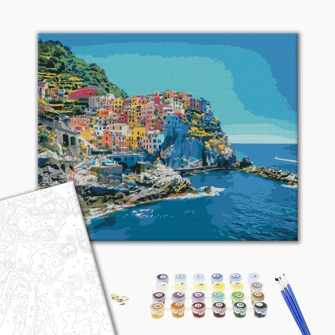 Malen nach Zahlen - A colourful Italian town