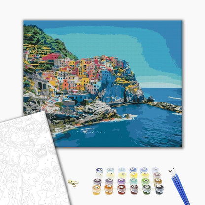 Malen nach Zahlen - A colourful Italian town