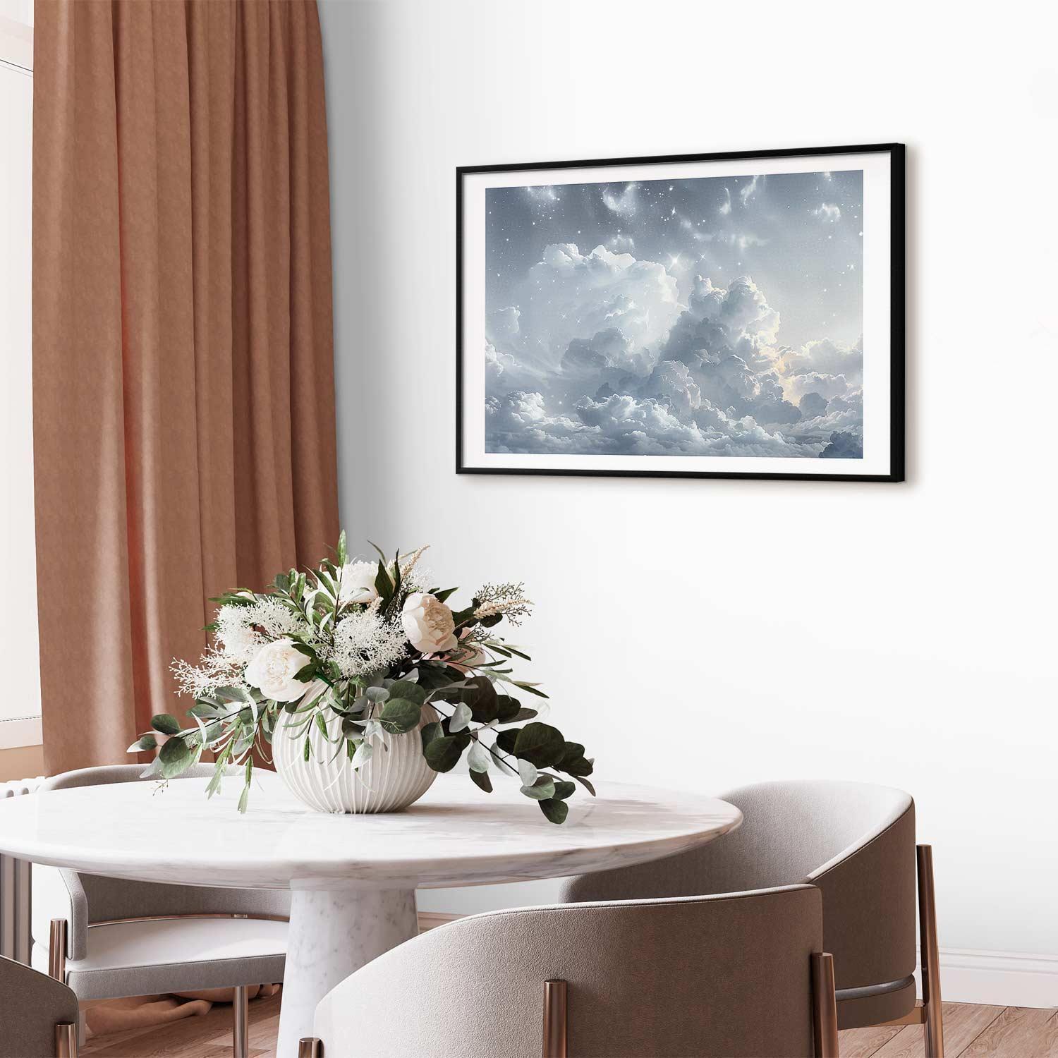 Poster - Astral Calm: Stars Scattered Over Delicate Clouds Artgeist