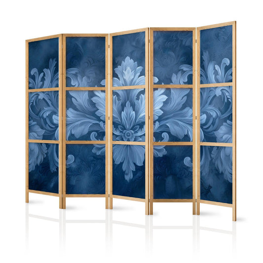 Japanischer Paravent - Ornament in Blue and Cool Colors - Dark Blue Decoration Artgeist