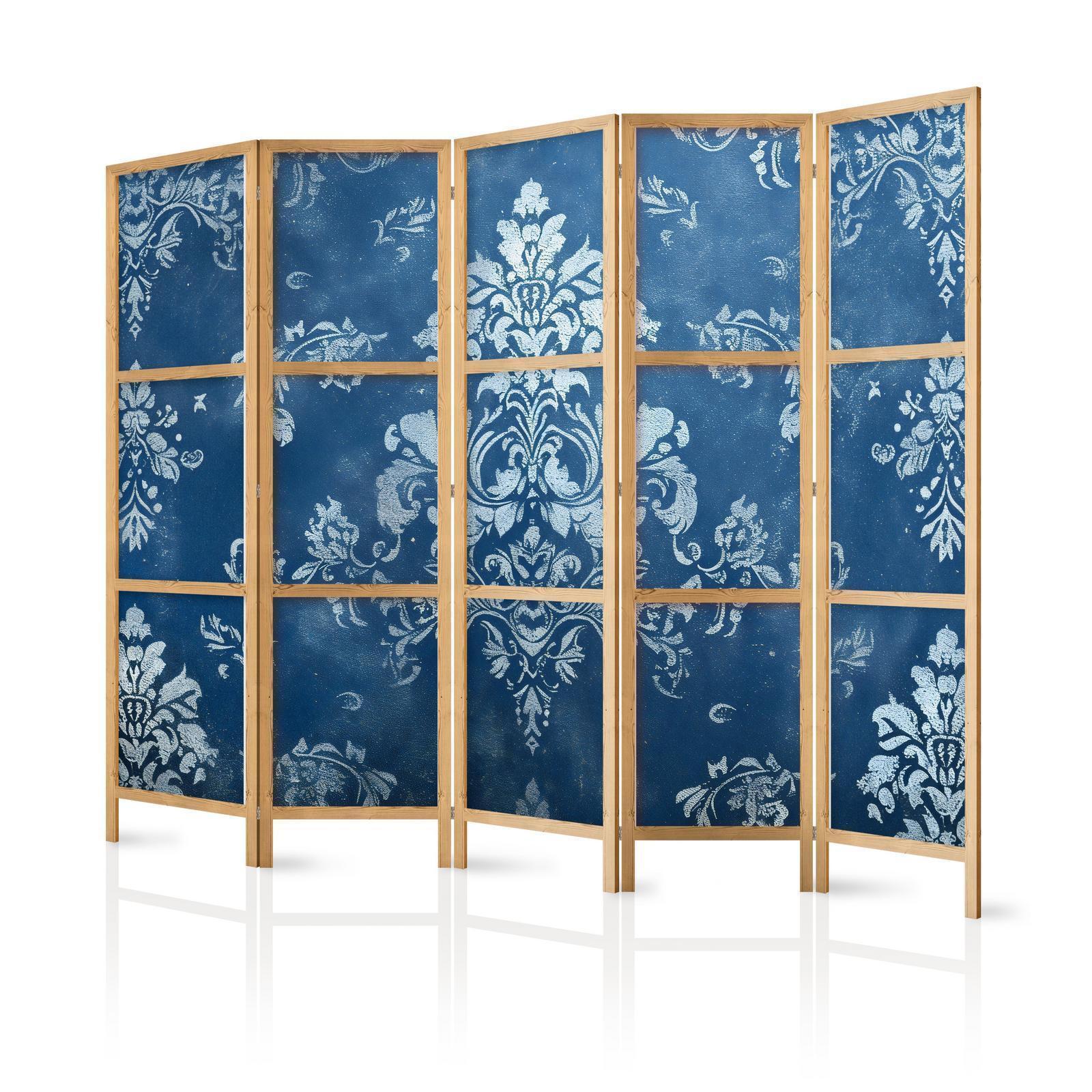 Japanischer Paravent - Retro Ornament - Decorative Motif in Worn Blues Artgeist
