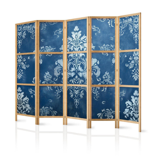 Japanischer Paravent - Retro Ornament - Decorative Motif in Worn Blues Artgeist