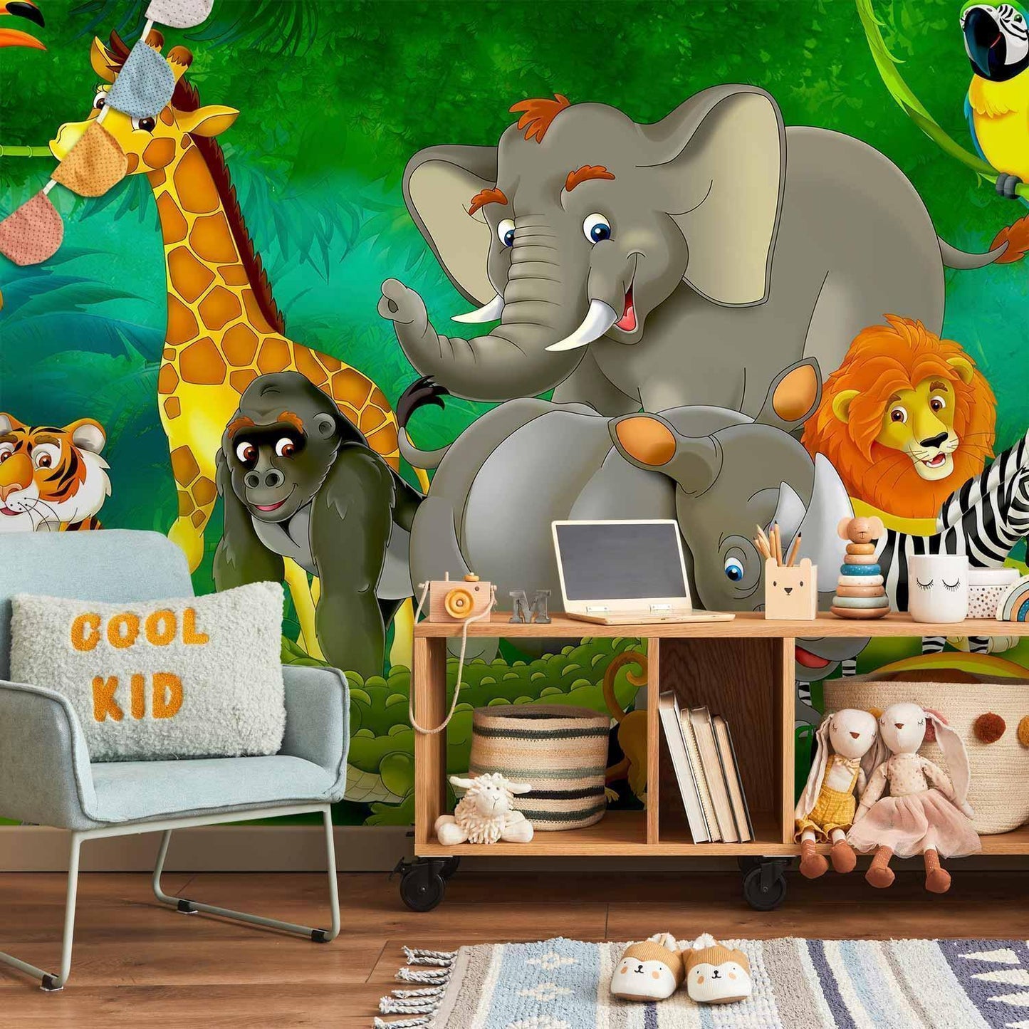 Verspieltes Safari-Motiv für kreative Wandgestaltung

