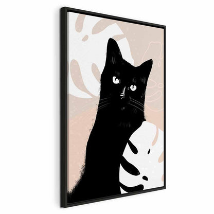 Leinwandbild - Cat in Monsteras (1 Part) Vertical