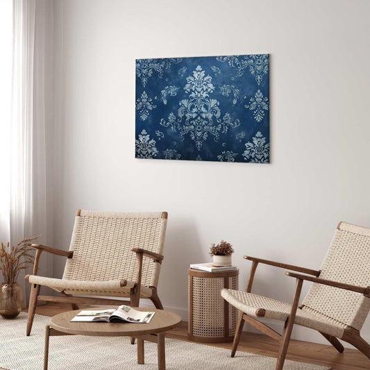 Leinwandbild - Retro Ornament Decorative Motif in Worn Blues Artgeist
