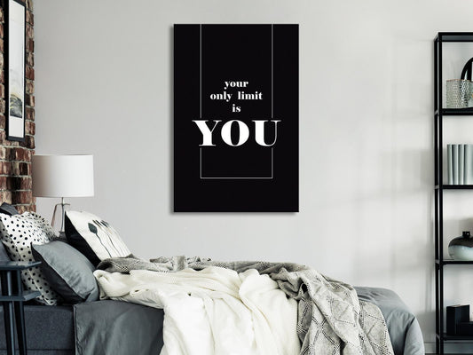 Leinwandbild - Key to Success (1-part) - Black and White English Inscriptions Artgeist
