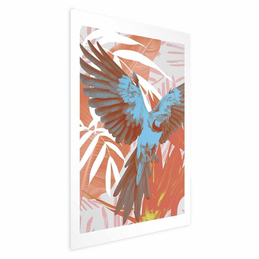 Poster - Exotic Wings - parrot among abstract leaf patterns Artgeist