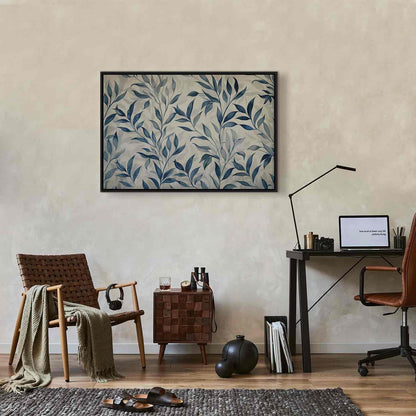 Leinwandbild - Leaves in Blue Color Delicate Botanical Motif Artgeist