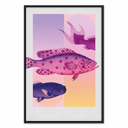 Leinwandbild - Fish in Pastels - Stylized Fish Against Gradient Shapes