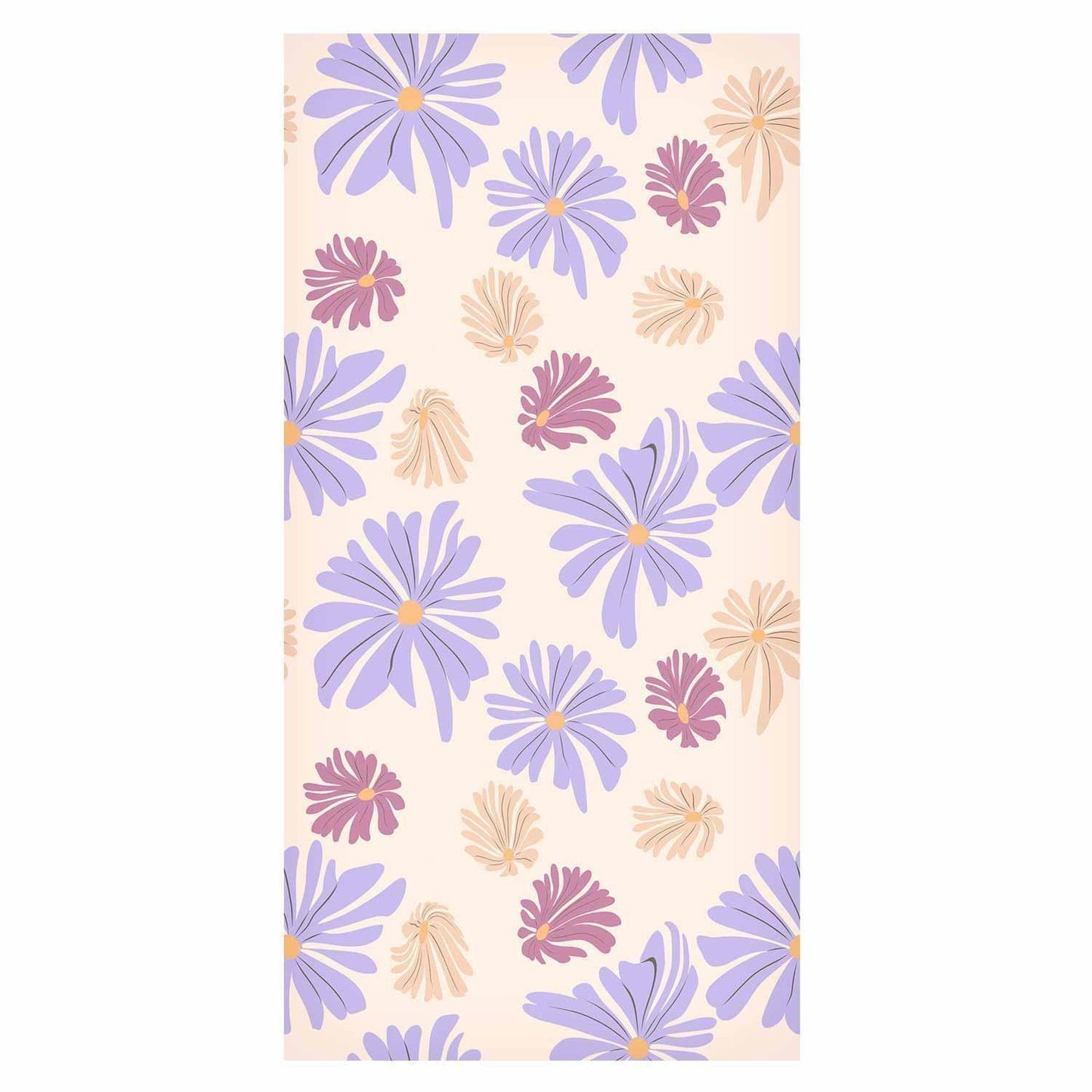 Tapete - Floating Flowers - Tiny - wind-borne flowers in three colors - on a light background