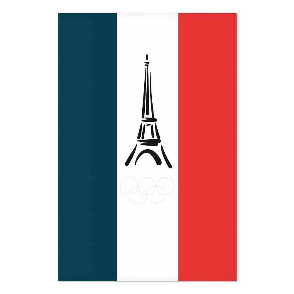 Leinwandbild - French Flag With Graphic Eiffel Tower