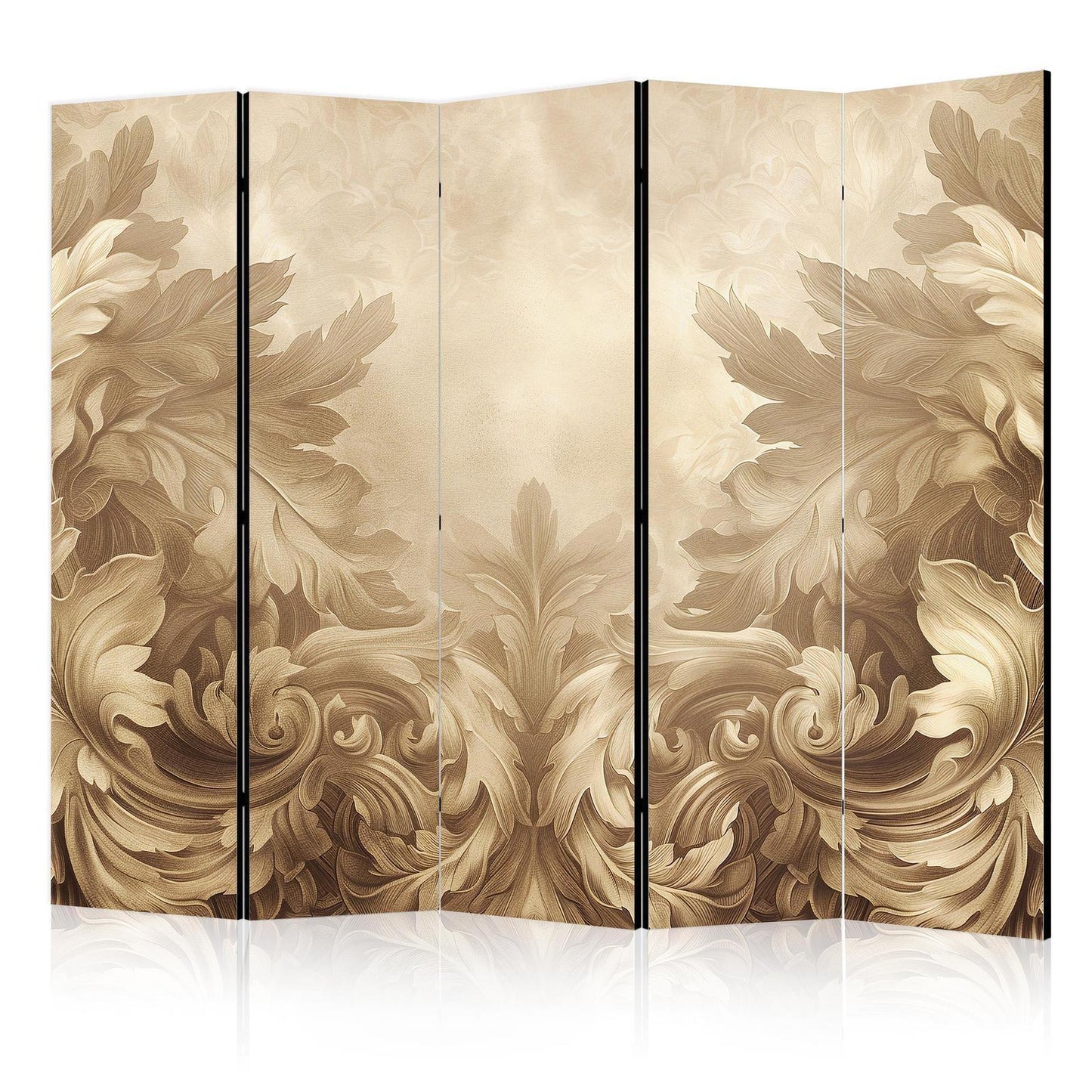 Paravent - Carved Baroque Ornaments - Rich Composition in Sepia Colors Artgeist