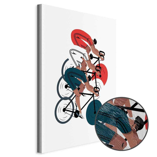 Leinwandbild - Cycling Race Competitors on a Light Background - Illustration