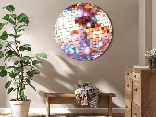 Rundes Bild - Rose gold disco ball