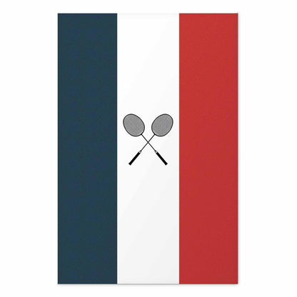 Poster - French Flags and Black Badminton Rackets