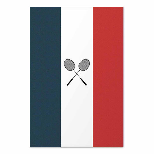 Poster - French Flags and Black Badminton Rackets