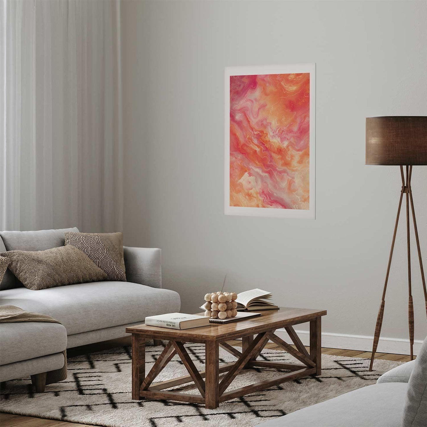 Poster - Fiery Colors - dynamic shapes in fire and pink tones Artgeist
